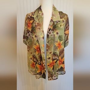 Vintage , 90's Hawaiian button up blouse. Brand - tan jay size 16